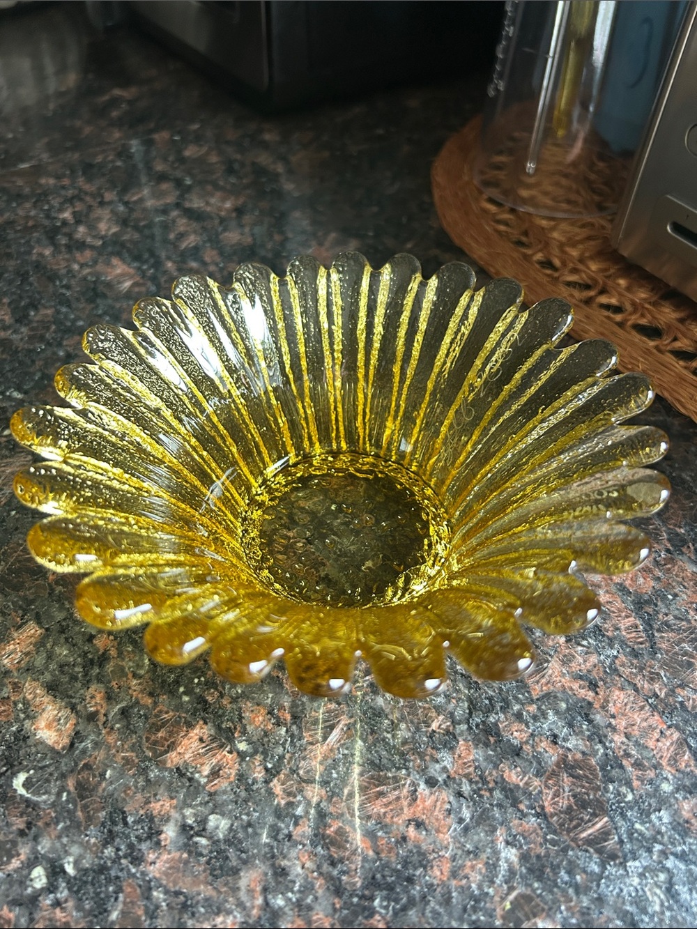 Yellow Glass Sunburst Decorative Bowl - Home Art